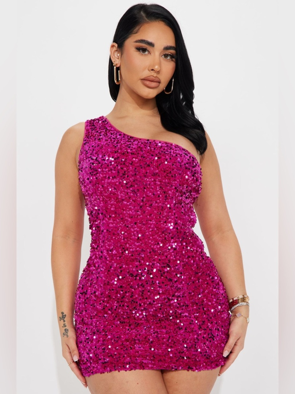 Fashion Nova Zakira Sequin Mini Dress‎ - Hot Pink Size XS
